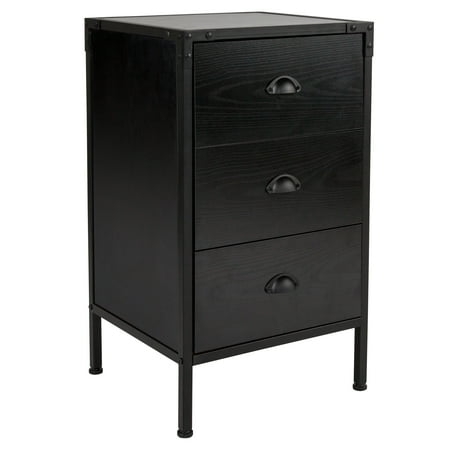 Black Ash Bin - Tiverton Collection Flash Furniture Industrial Style Three Drawer Storage Accent Chest in Dark Ash