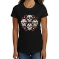 thumbnail image 2 of Gravity Trading Womens Halloween Shirt - Day Of The Dead Sugar Skull Floral T-Shirt, Black Medium, 2 of 3
