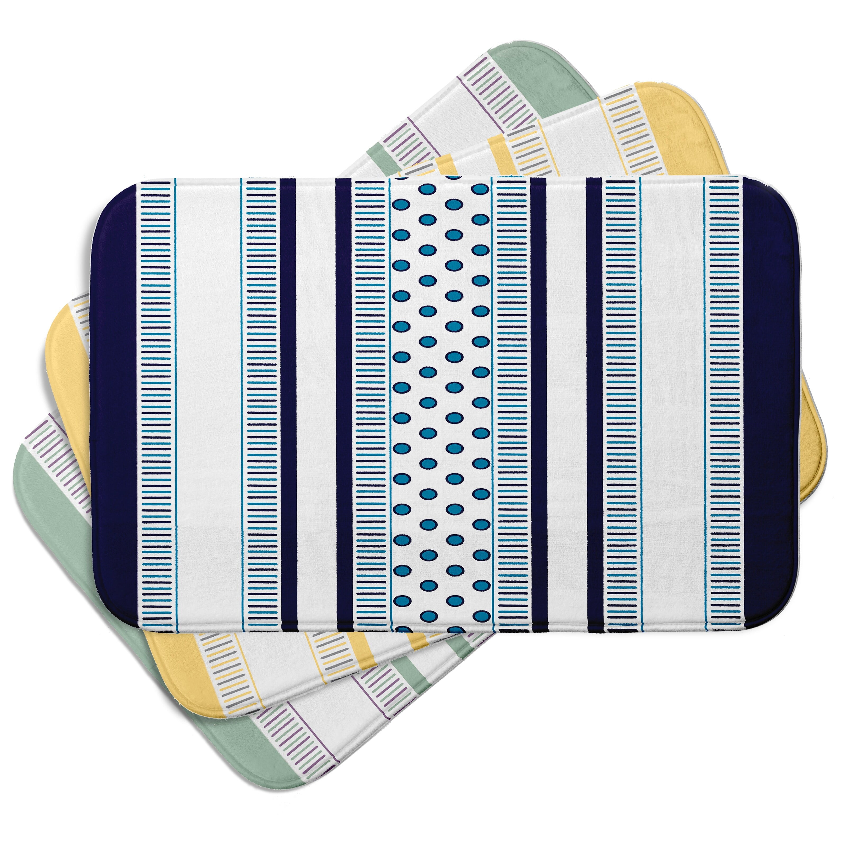 Simply Daisy 24" x 17" Plush Microfiber Blue Comb Dot Bath Mat