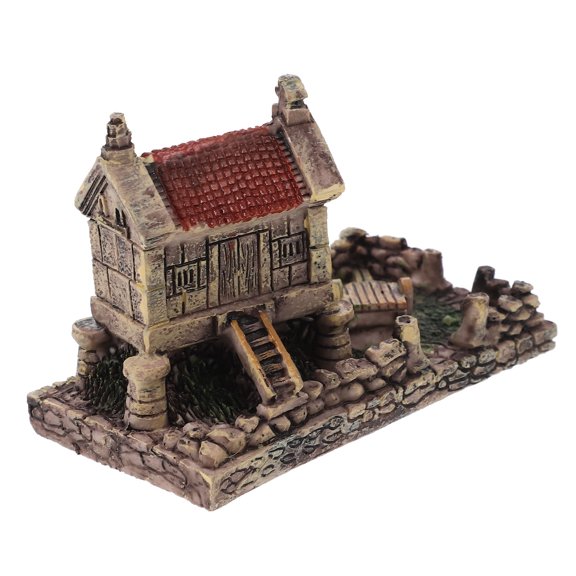 COMPUKAS Dark Brown Resin Tiny House Ornament for Garden and Desktop Decor