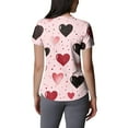 thumbnail image 4 of Valentine Day Scrub Tops for Woman V Neck Nursing Short Sleeve Medical Scrub Tops Love Heart Print Plus Size Cute Scrubs with Pockets Light pink XL, 4 of 5