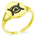 thumbnail image 1 of Stainless Steel Aztec Universe Rune Minimalist Oval Top Polished Statement Signet Ring, 1 of 1