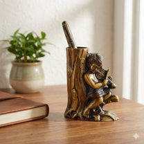 Natriel Melodious Brass Pen Stand - Boy Playing Violin Decor Showpiece
