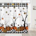 thumbnail image 2 of Fall Plaid Pumpkin Shower Curtain Farmhouse Buffalo Plaid Autumn Maple Leaves Thanksgiving Bathroom Curtains Waterproof Polyester Fabric Bath Curtain 72 x 72 Inch with 12 Hooks, 2 of 6