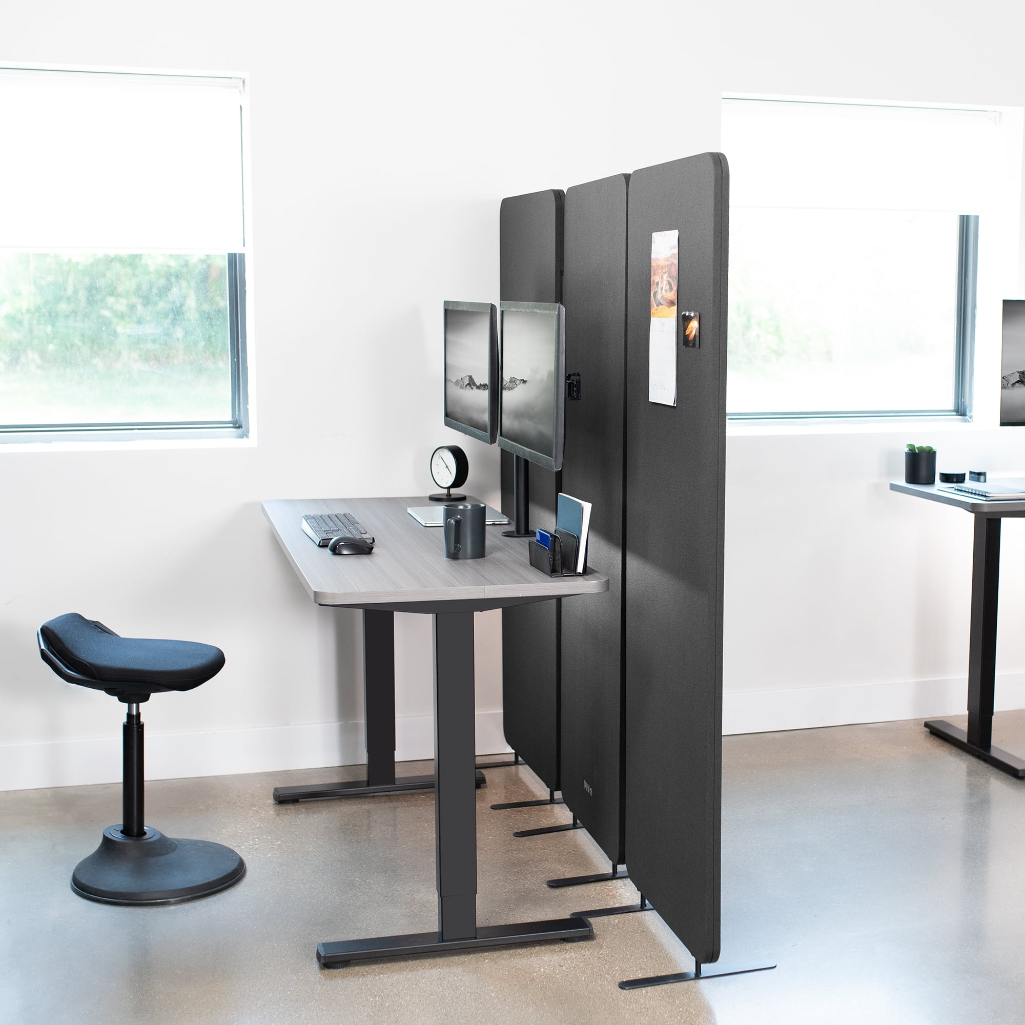 VIVO Dark Gray 72 x 66 inch Privacy Panel Office Partition, Cubicle Room Divider