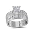 thumbnail image 2 of FB Jewels 14kt White Gold His Hers Round Diamond Cluster Matching Wedding Set 5/8 Cttw Size 5, 2 of 3