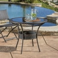 thumbnail image 5 of Noble House Figi 34" Round Glass Top Patio Dining Table in Brown, 5 of 11
