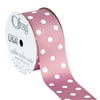 Offray Ribbon, Pink with White Polka Dot 1 1/2 inch Grosgrain Polyester Ribbon, 9 feet