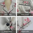thumbnail image 5 of Hitime Silk Satin Womens Pajamas Set Button Down Summer Sleepwear Short Sleeve Breathable Nightwear Loungewear Set, Size M, 5 of 7