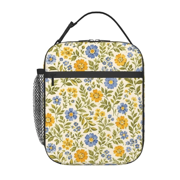 Floral Lunch Bag Reusable Thermal Lunch Box with Handle for Women and Men