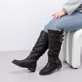 thumbnail image 7 of Love Steetly Women's Extra Wide Calf Knee High Boots, Slouchy Shaft with Triple Buckle Straps, Low Stacked Heel Side Zipper Casual Riding Tall Boots., 7 of 7