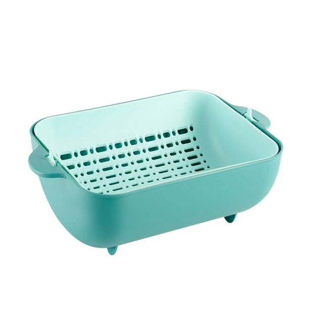 Ikeay Porte-Éponge pour Évier de Cuisine, et Panier Double Couche Passoire Multifonction Design Bassin Rotatif