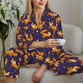thumbnail image 6 of Lsque Stars and Fox Cute Pattern Long Sleeve Pajama Set for Women - Soft 2-Piece Sleepwear and Loungewear Set with Pockets, Comfy Nightwear-Small, 6 of 7
