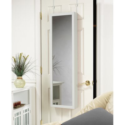 Wall Mount Jewelry Armoire With Full, Mirrotek Over The Door Mirror Jewelry Armoire