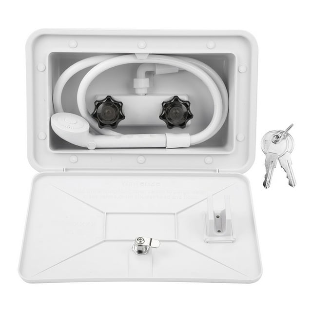 Boîte de Douche Extérieure RV Connexion Rapide Pulvérisateur & Robinet Tuyau pour Accessoires de Bateau Véhicule Récréatif, 1pcs Douche Extérieure RV, Blanc