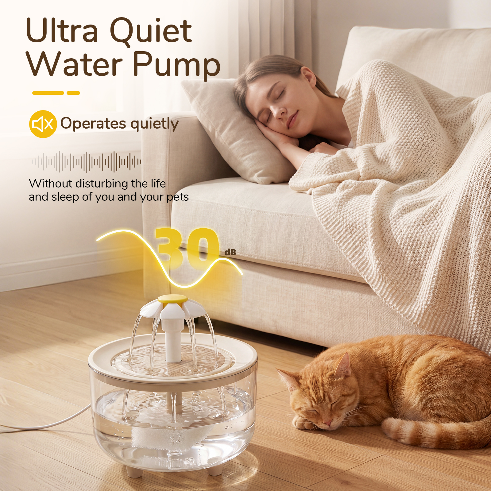 Skdwakiz 1.5L Cat Water Fountain, Clear photo 4