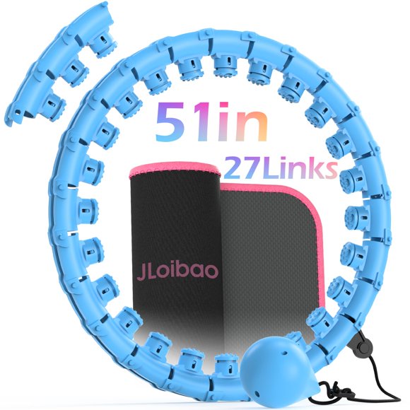 Entrenador de cintura Weighted Fitness Hoop JloiBao de 51 pulgadas y 27 eslabones, azul