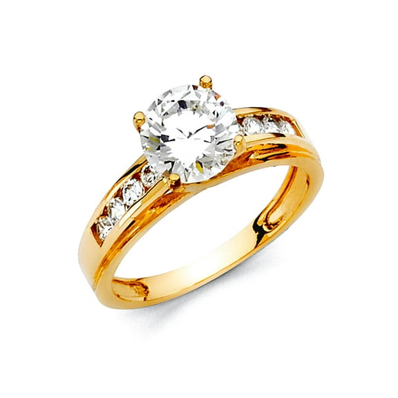 14k Yellow Gold Cubic Zirconia Engagement Ring Size 7 Engagement Ring for Women - 2.9 Grams