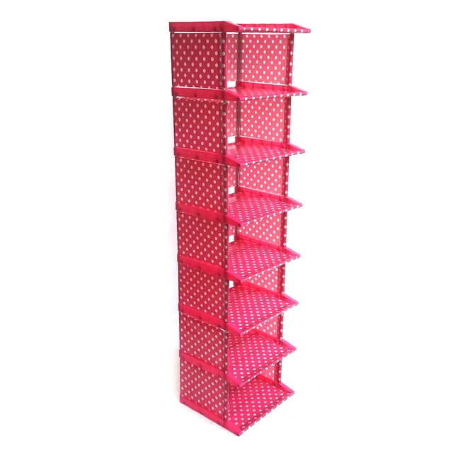 Armoire Organisatrice de Rangement Modulaire à 7 Cubes - Unité d'Étagères Multifonctionnelle en Tissu Non Tissé Rouge et Aluminium pour Chaussures, Jouets, Vêtements - Solution de Rangement Gain de Place à Assembler Facilement pour Chambre, Salon