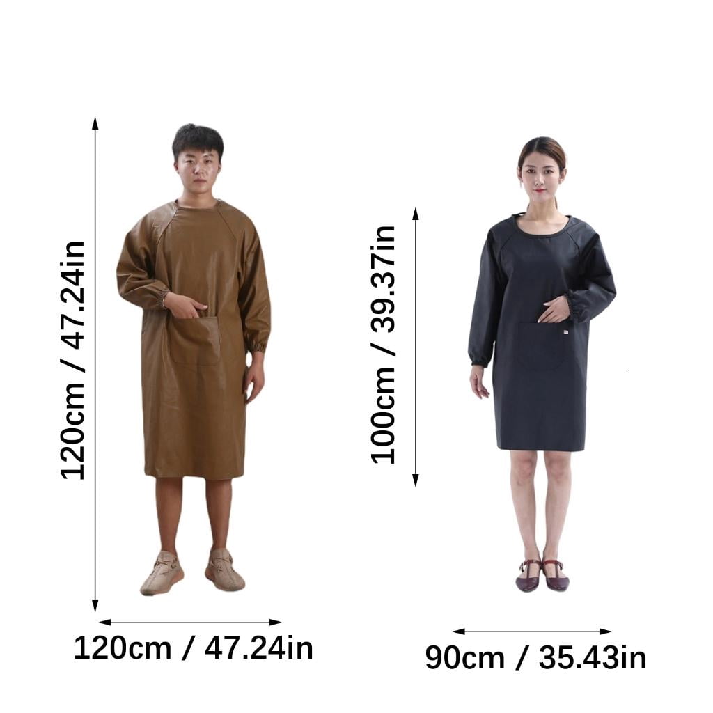 YIGSECU Heavy Duty PU Apron Waterproof Oil Resistant Long Sleeve Protective Workwears