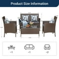 thumbnail image 6 of Elposun 4 Steel Hand-woven Outdoor Conversation Sets with Sofa and Table, Brown/Gray, 6 of 8
