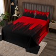thumbnail image 1 of Abstract Ombre Quilt Set Kids Teens Rasberry Red and Black Girls Bedspread Set Twin Size,Modern Stripes Line Art Coverlet Set Gradient Graffiti Decor,Watercolor Oil Painting Room Decor, 1 of 3