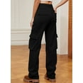 thumbnail image 5 of Women High Waisted Cargo Pants Wide Leg Casual Pants 6 Pockets Trousers Black S, 5 of 6