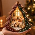 thumbnail image 4 of Christmas Tree Shaped Wooden Village Decoration with Warm Led Light and Reindeer, 1 Piece, Multicolor, for Living Room Shelf Display, Christmas Decoration, 4 of 4