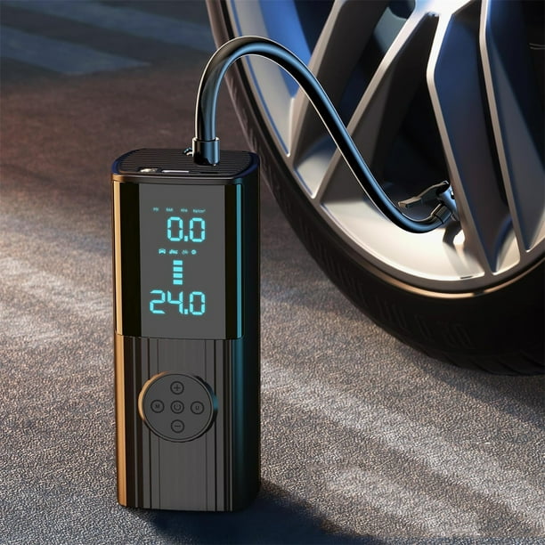 Bomba de compresor de aire inalámbrico de 12 V con inflador de neumáticos portátil | Manómetro en vivo de 150 PSI, pantalla LED dual, batería recargable de 9000 mAh, inflados rápidos | Coche