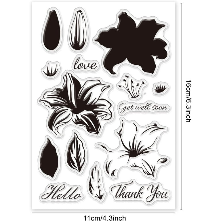 Vintage Flowers Clear Stamps for Card Making and Photo Album Decorations,  Lace Flowers Stamps, Flower Frame Transparent Silicone Clear Stamps for