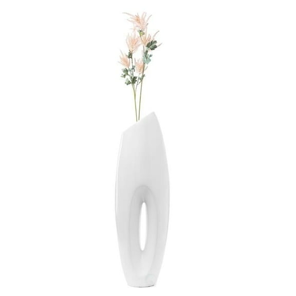 29.5 x 10 x 8 in. Modern Metal Large Floor Vase, White