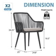 thumbnail image 5 of JOIVI Patio Wicker Dining Chairs, 2 Pieces Outdoor Dining Seating, All Weather Rattan Armchairs with Cushions, Indoor/Outdoor for Outside Lawn, Garden, Backyard, Black, 5 of 9
