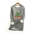 thumbnail image 2 of MaFYtyTPR Christmas Tops Christmas Print Women Fashion Thick Fleece Sweatshirt Velvet Warm Round Neck Underwear Top, 2 of 4