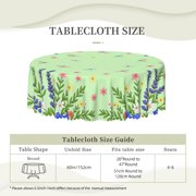 Floral Frame With Dragonflies Round Tablecloth Polyester Waterproof & Washable 60 Table Cloth Indoor and Outdoor for Kitchen Dining Party Picnic Table Cover