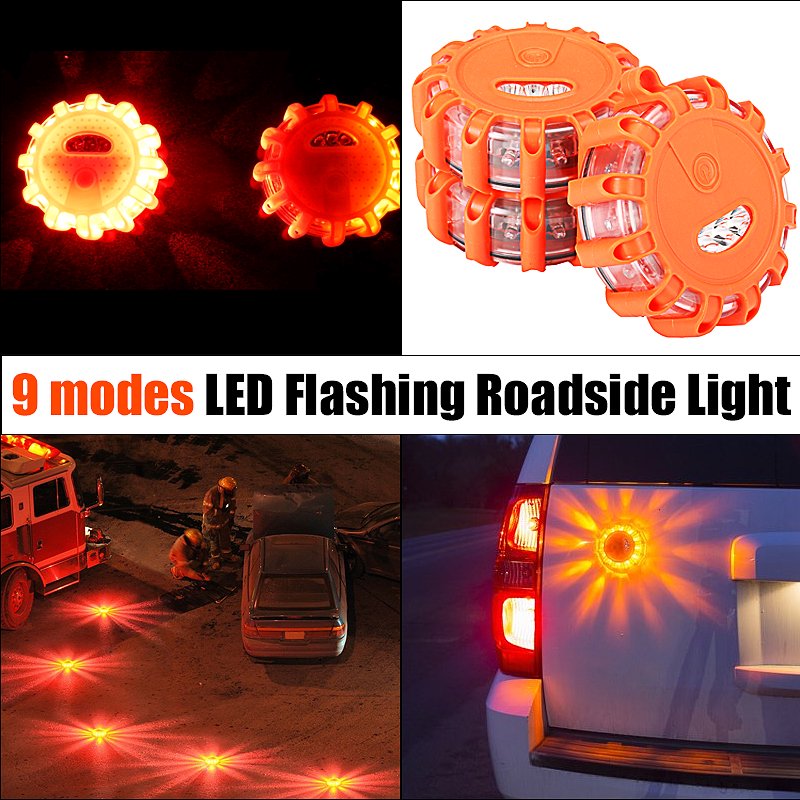 3PCS LED Road Roadside Light Emergency Safety Flashing Beacon Roadside