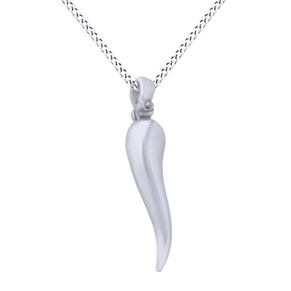 AFFY Italian Horn Charm Pendant Necklace In 14K White Gold