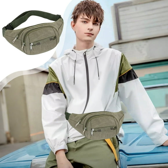 HaoXun 1 Pcs Sac de Taille et de Poitrine en Toile pour Hommes pour Voyage en Plein Air Sports Loisirs - Sac Bandoulière avec Grande Capacité