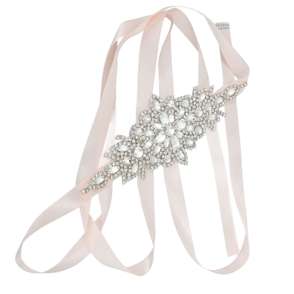 GAXIRE Pink Rhinestone Wedding Belt Fabric Ribbon Sash Suitable for Formal Dresses and Weddings