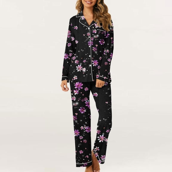 Womens Pajamas Set Women's And Man Long Sleeved Long Pants Couple Pajamas Women's Home Clothes Pajama Set Womens Pjs Sets Womens Pjs Sets Plus Size Pajamas for Women Set