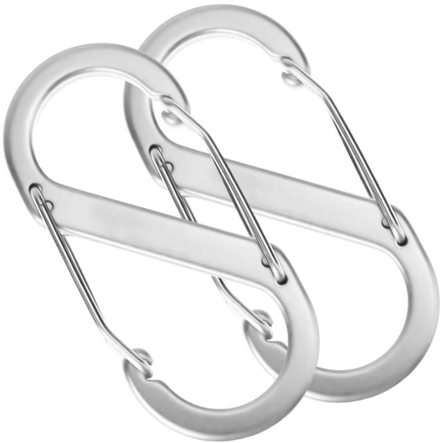 Clip Mosquetón TwinLockSilver 2Pzas 10kg Forma S Bloqueo Automático Plateado Aleación de Aluminio