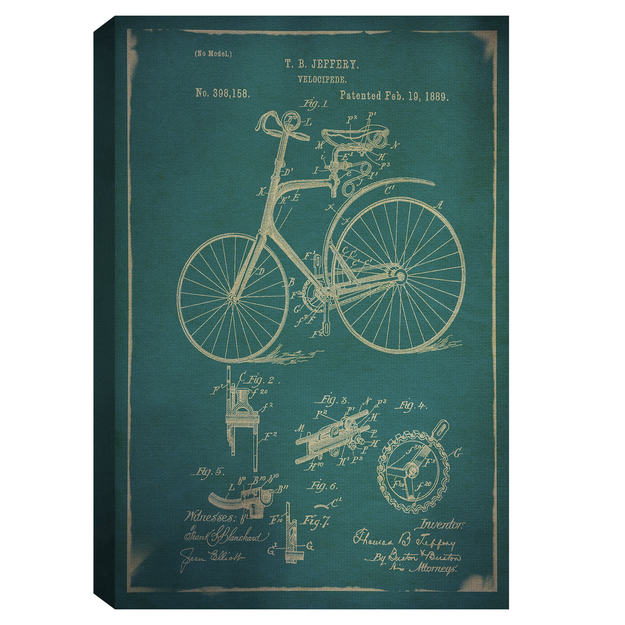 Masterpiece Art Gallery Velocipede I Schematic By GI ArtLab Canvas Art Print 24" x 36"