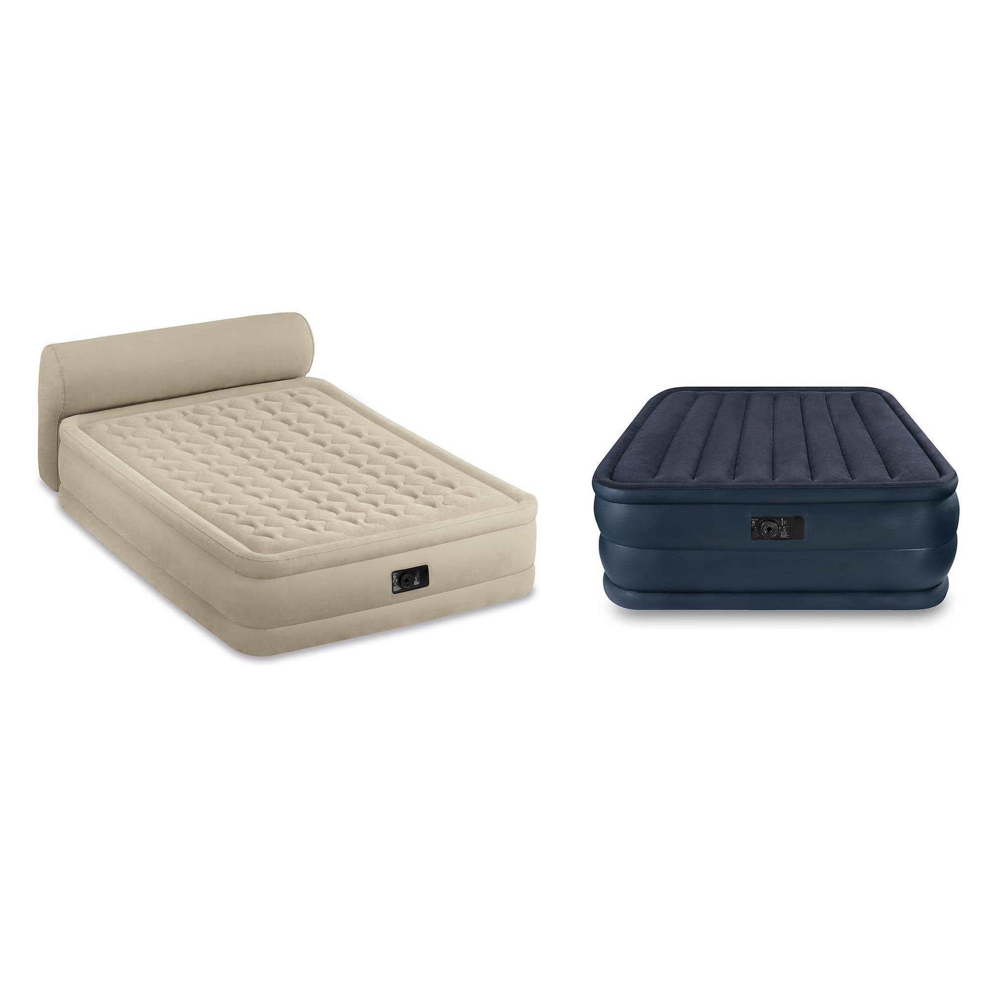 Intex Queen Ultra Plush Airbed with Headboard + Queen Airbed with Built
