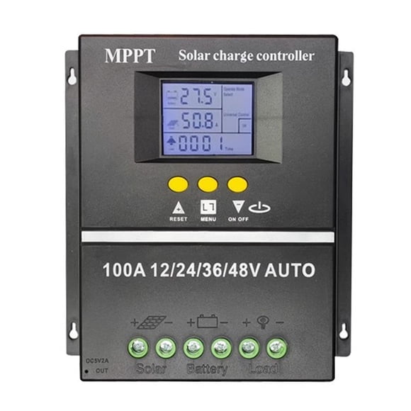 TFixol 100A MPPT Solar Charge Controller with LCD Display, 12/24/36/48V Auto-Sensing for RV, Marine, and Off-Grid Systems, Dual USB Outputs, Advanced Protection Features