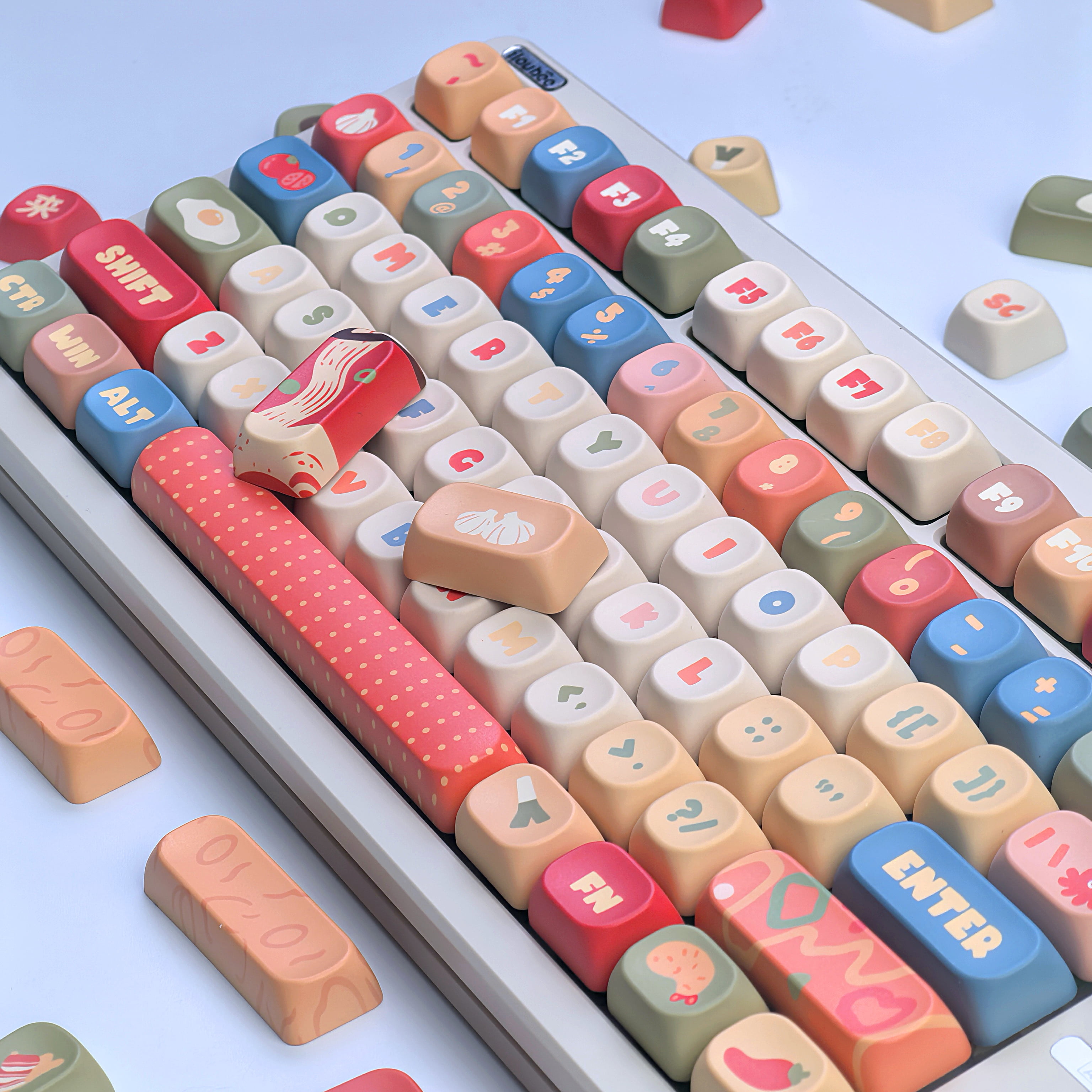 MOA Keycap Instant Noodle Theme 136 Keys Five-Sided Thermal Sublimation Personalized Keycaps Highly Cute Diy Mechanical Keyboard