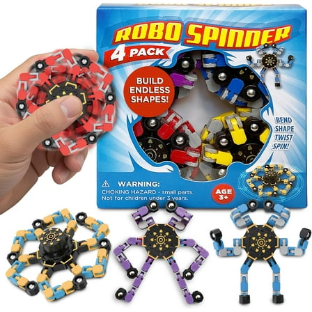 Robo Spinner by the makers of Stomp Rocket, Transformable Robot Fidget Spinner Toy, Cool Sensory Gadget, Gifts for Boys and Girls, Recommended for Ages 3 and up