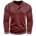 thumbnail image 4 of Mens V Neck Shirt Long Sleeve Buttons Pullover Stand Collar Sweatshirt Contrast Color Sweatshirts Soft Classic Pullovers Loose Workout Sweatshirts Soft Comfy Tshirts Sports Casual Tops, 4 of 7