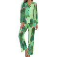 thumbnail image 1 of Ensembles de Pyjama Femmes Drôle Cactus Pyjamas Imprimé Plantes Manches Longues tic Ensembles de Pyjama 2 Pcs Esthétique Graphique H, 1 of 5