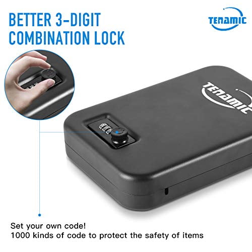 Solid Steel Handgun Lock Box for Details about   Tenamic Pistol Safe Portable Travel Gun Safe 