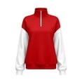 thumbnail image 5 of Tqcoqu Women's Color Block Quarter Zip Sweatshirt,Stand Collar Long Sleeve Loose Casual Pullover Tops,2026 Fall Winter Trendy Clothes,Red Women's S-XXL, 5 of 5