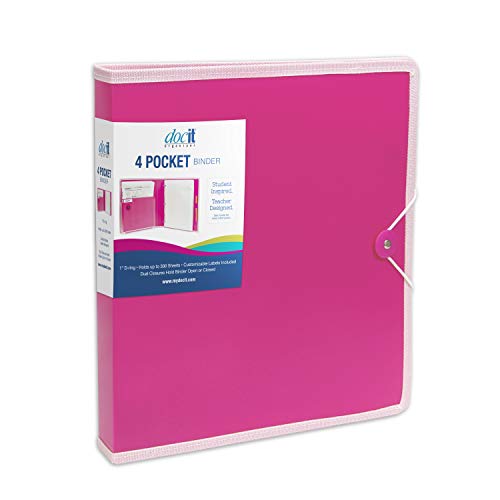 DocIt 4 Pocket Binder, Multi Pocket Folder and 1inch 3 Ring Binder